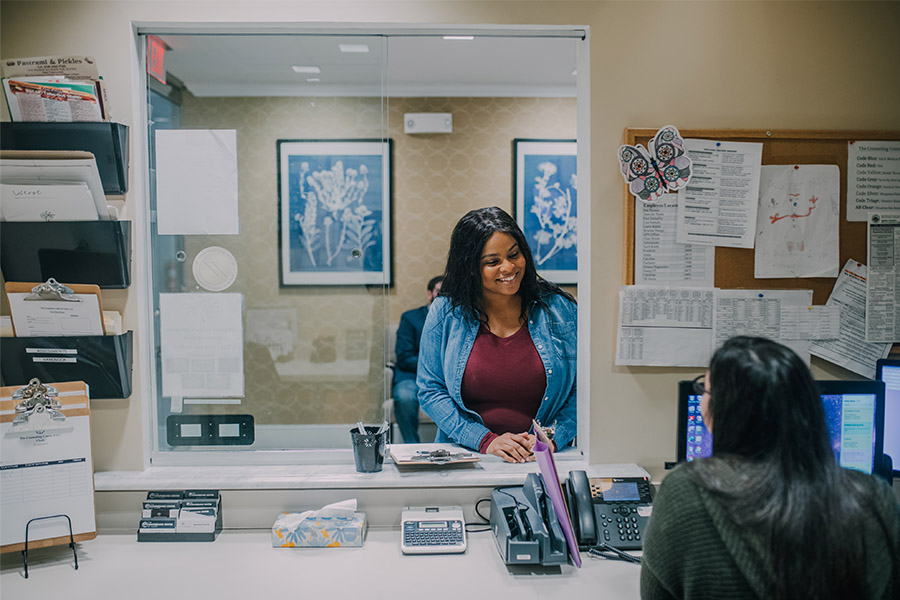 Front office desk at the counseling center